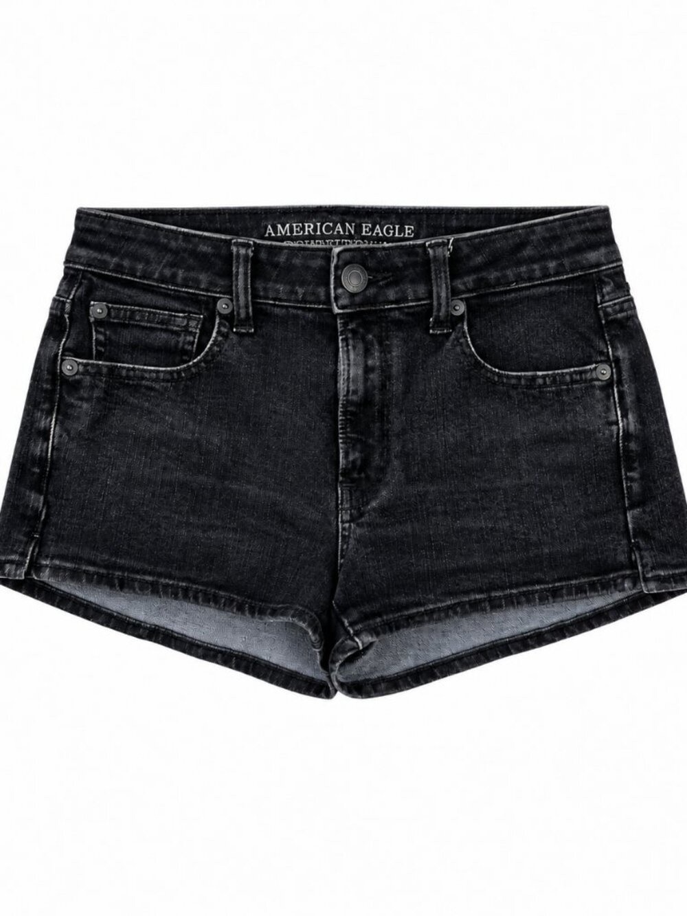 American Eagle Hi-Rise Shortie Black Denim Shorts 4